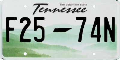 TN license plate F2574N