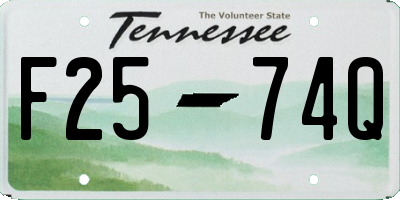 TN license plate F2574Q