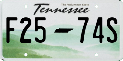 TN license plate F2574S