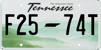 TN license plate F2574T