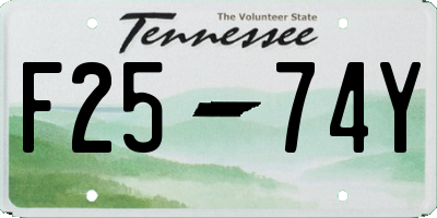 TN license plate F2574Y