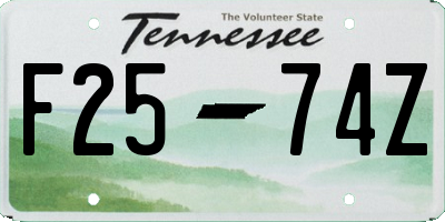 TN license plate F2574Z