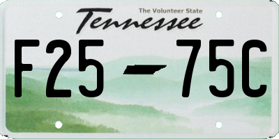 TN license plate F2575C
