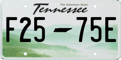 TN license plate F2575E