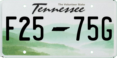 TN license plate F2575G