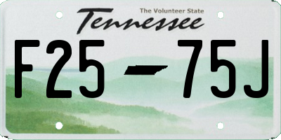 TN license plate F2575J