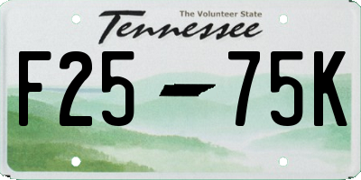 TN license plate F2575K