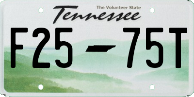 TN license plate F2575T