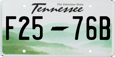 TN license plate F2576B