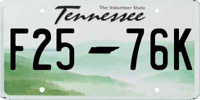 TN license plate F2576K