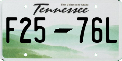 TN license plate F2576L