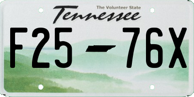 TN license plate F2576X