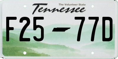 TN license plate F2577D