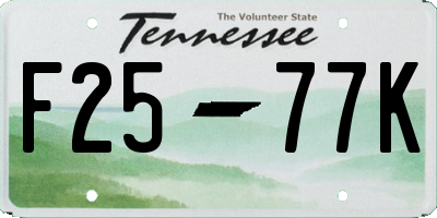TN license plate F2577K