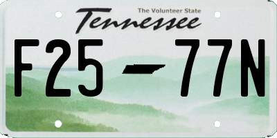 TN license plate F2577N