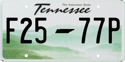 TN license plate F2577P