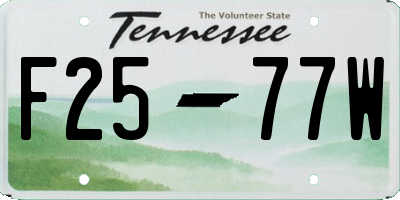 TN license plate F2577W