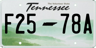 TN license plate F2578A