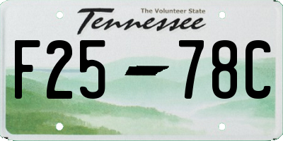 TN license plate F2578C