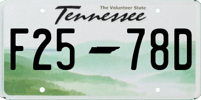 TN license plate F2578D