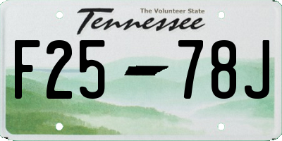 TN license plate F2578J