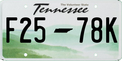 TN license plate F2578K