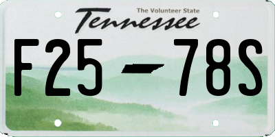 TN license plate F2578S
