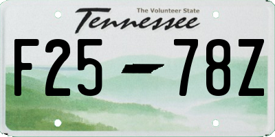 TN license plate F2578Z