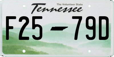 TN license plate F2579D
