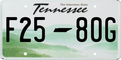 TN license plate F2580G