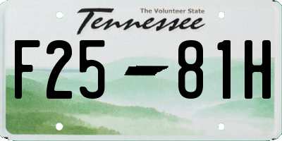 TN license plate F2581H