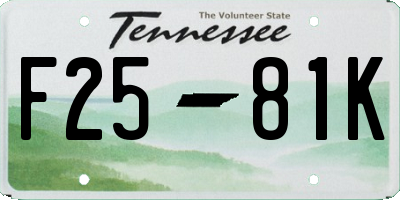TN license plate F2581K