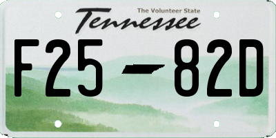 TN license plate F2582D