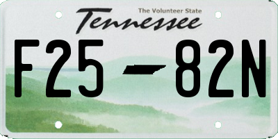 TN license plate F2582N