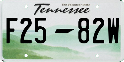TN license plate F2582W