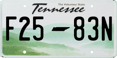 TN license plate F2583N