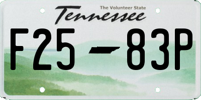 TN license plate F2583P