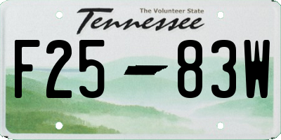 TN license plate F2583W