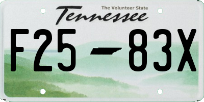 TN license plate F2583X