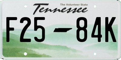 TN license plate F2584K
