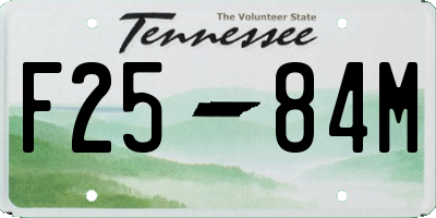 TN license plate F2584M