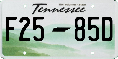 TN license plate F2585D