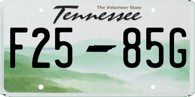 TN license plate F2585G