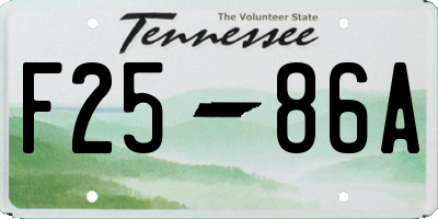 TN license plate F2586A