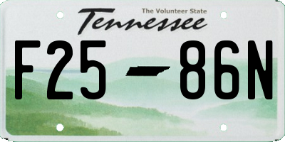TN license plate F2586N