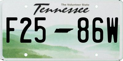 TN license plate F2586W