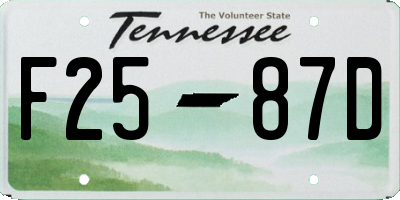 TN license plate F2587D
