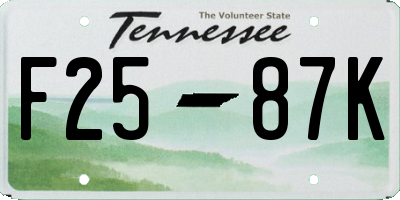 TN license plate F2587K