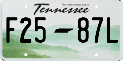 TN license plate F2587L