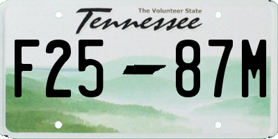 TN license plate F2587M